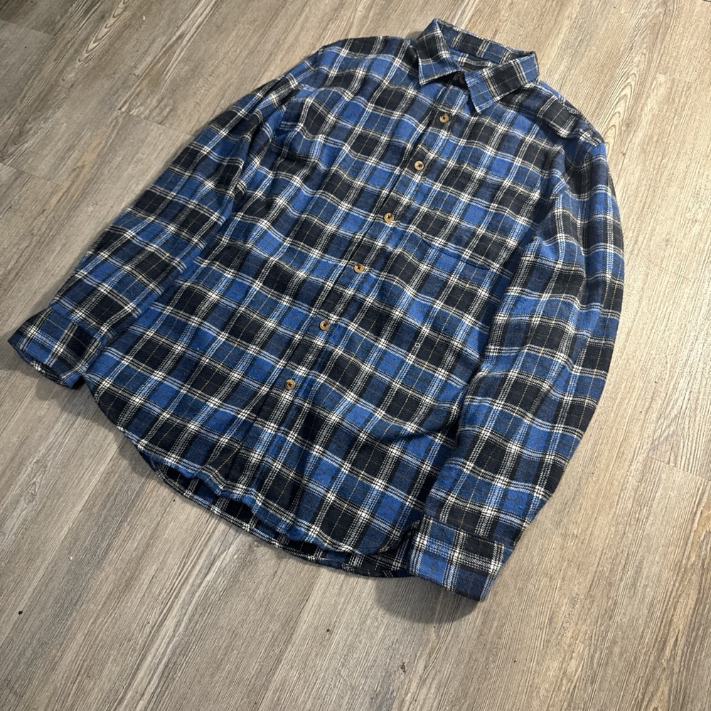 Victory Sportwear Blue and Black Casual Button Down Shirt
